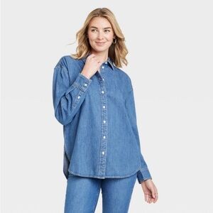 Women's Long Sleeve Denim Oversized
Button Down Shirt - Universal Thread